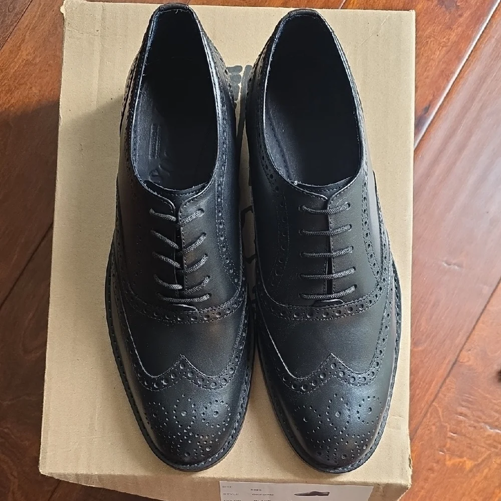 🔥 NIB Baccus Shoemaker Black Leather Wingtip Oxford Shoes 🔥